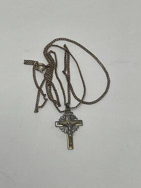 French Radiant Crucifix pendant with chain